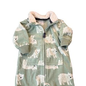 Carter's Mint Fleece Onesie‎ with Polar Bear Design